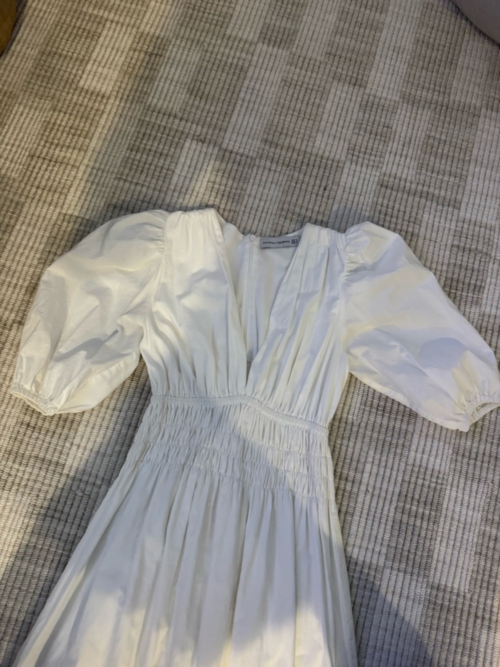Faithfull the Brand White Puff-Sleeve Maxi Dress - Picture 3 of 4